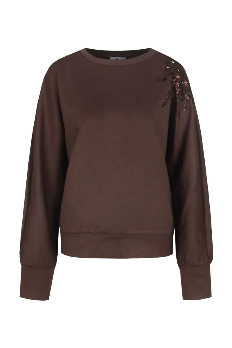 CS The Label Winona Sweater Mocha Brown, damestrui